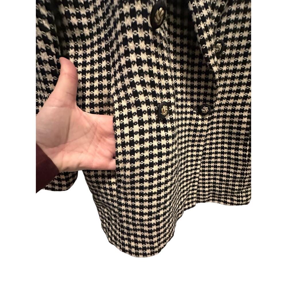 Vintage Liz Claiborne Womens Wool Houndstooth Blazer Size 12 Double Breasted - Picture 3 of 12